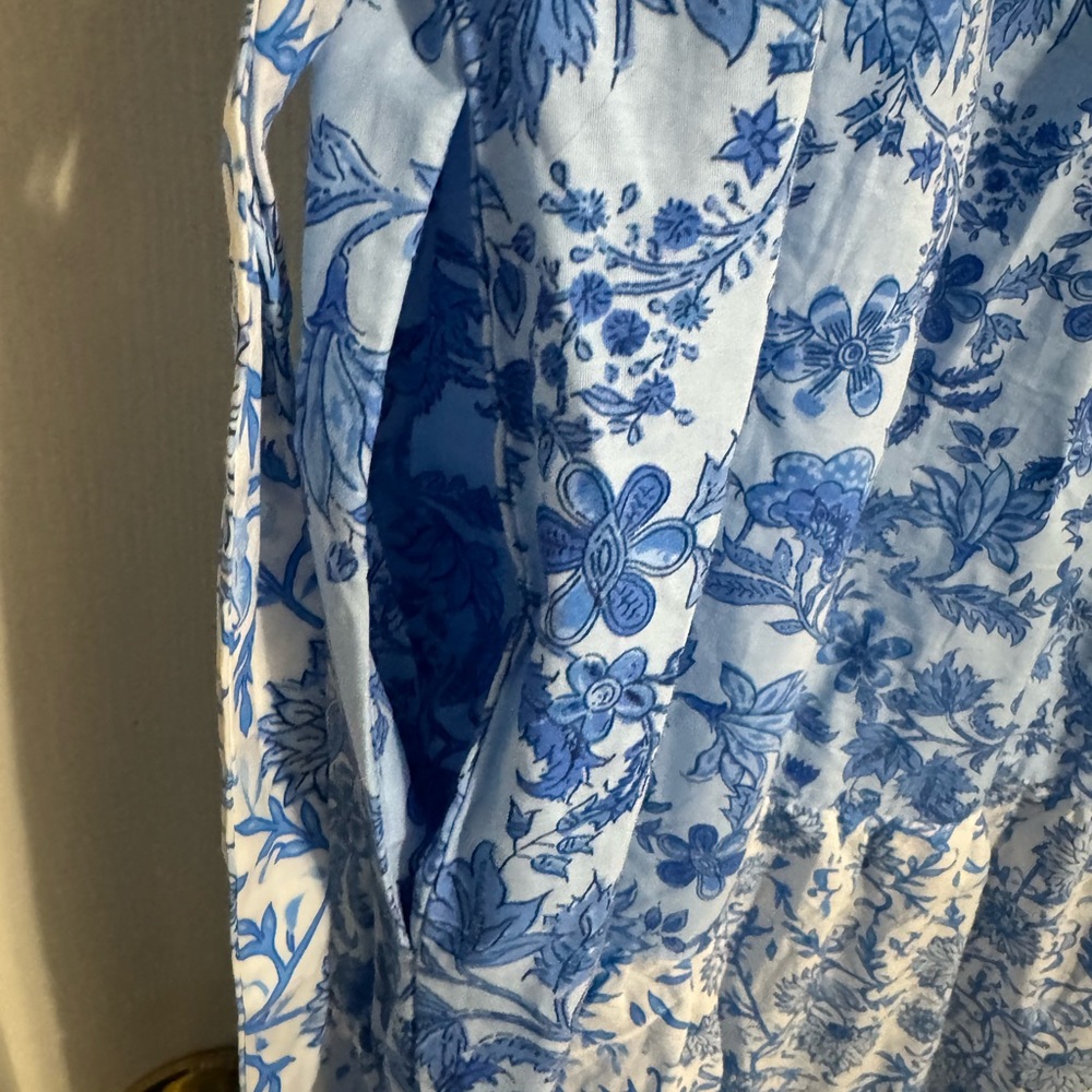 CeCe Blue and White Floral Midi Dress - Picture 6 of 6